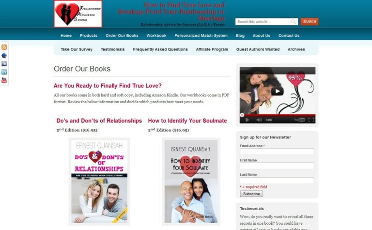 relationshipadviceforsuccess.com website redesign