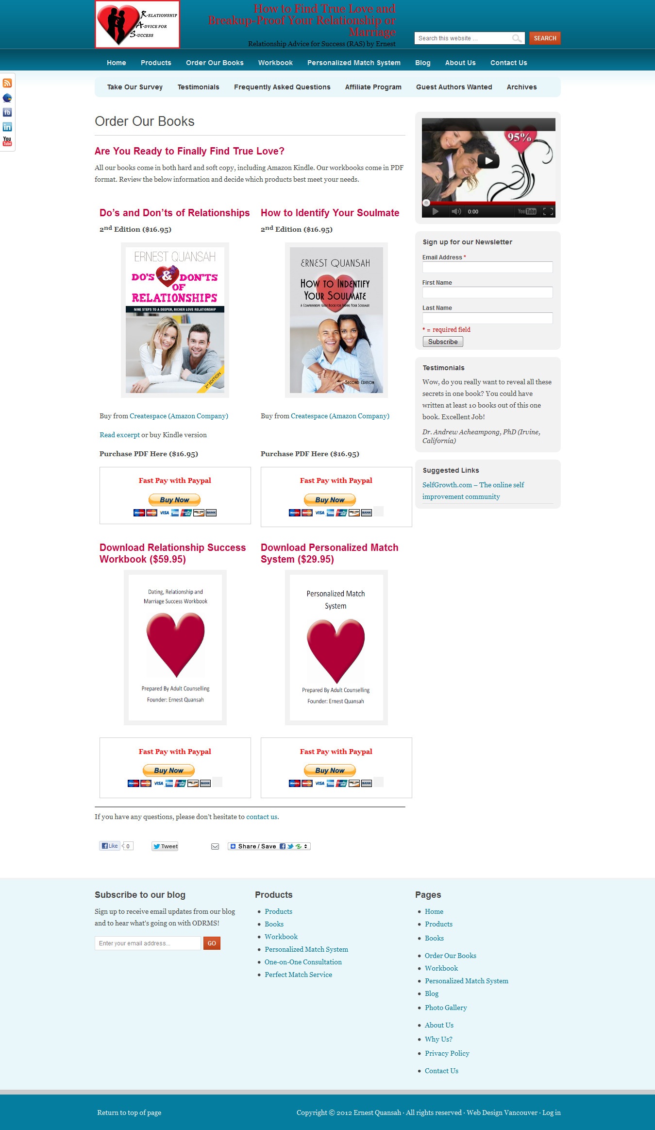 relationshipadviceforsuccess.com website redesign
