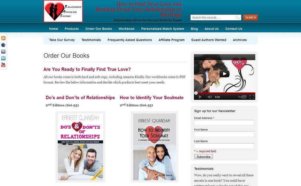relationshipadviceforsuccess.com website redesign